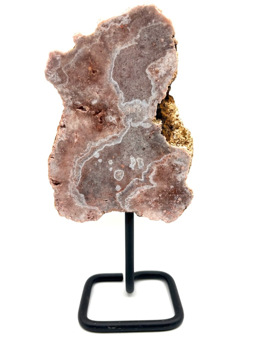 Brazilian Pink Amethyst Crystal Slab Specimen- mounted on a stand